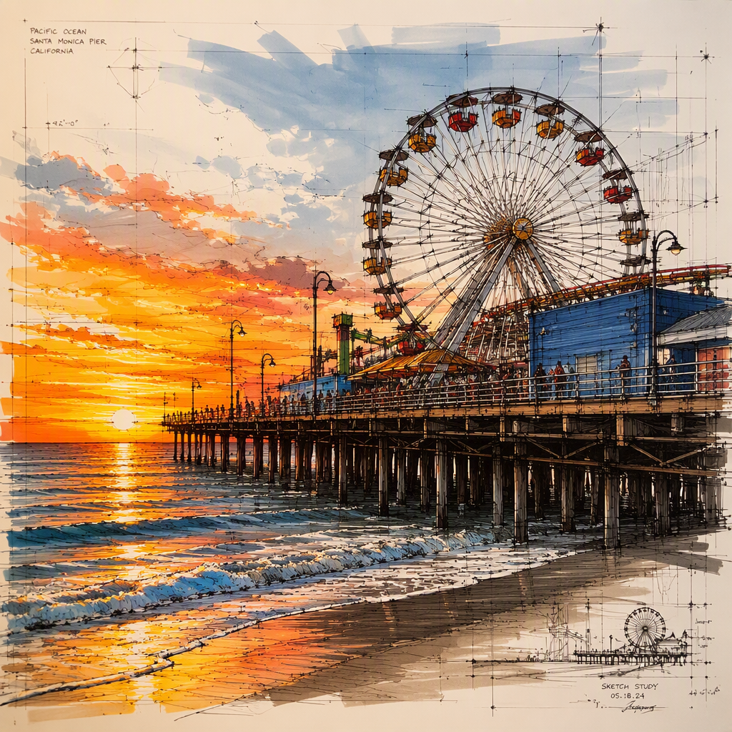 Maailmanpyörä Santa Monica Pierin laiturilla