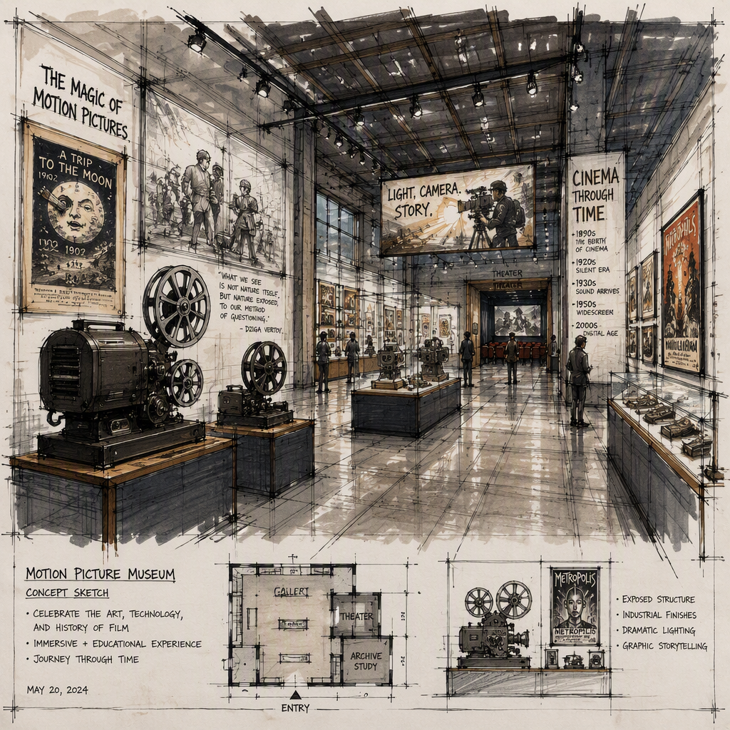 Vintage-elokuvaprojektoreita ja elokuvahistoriaa museon tiloissa Vintage-elokuvaprojektoreita ja elokuvahistoriaa museon tiloissa