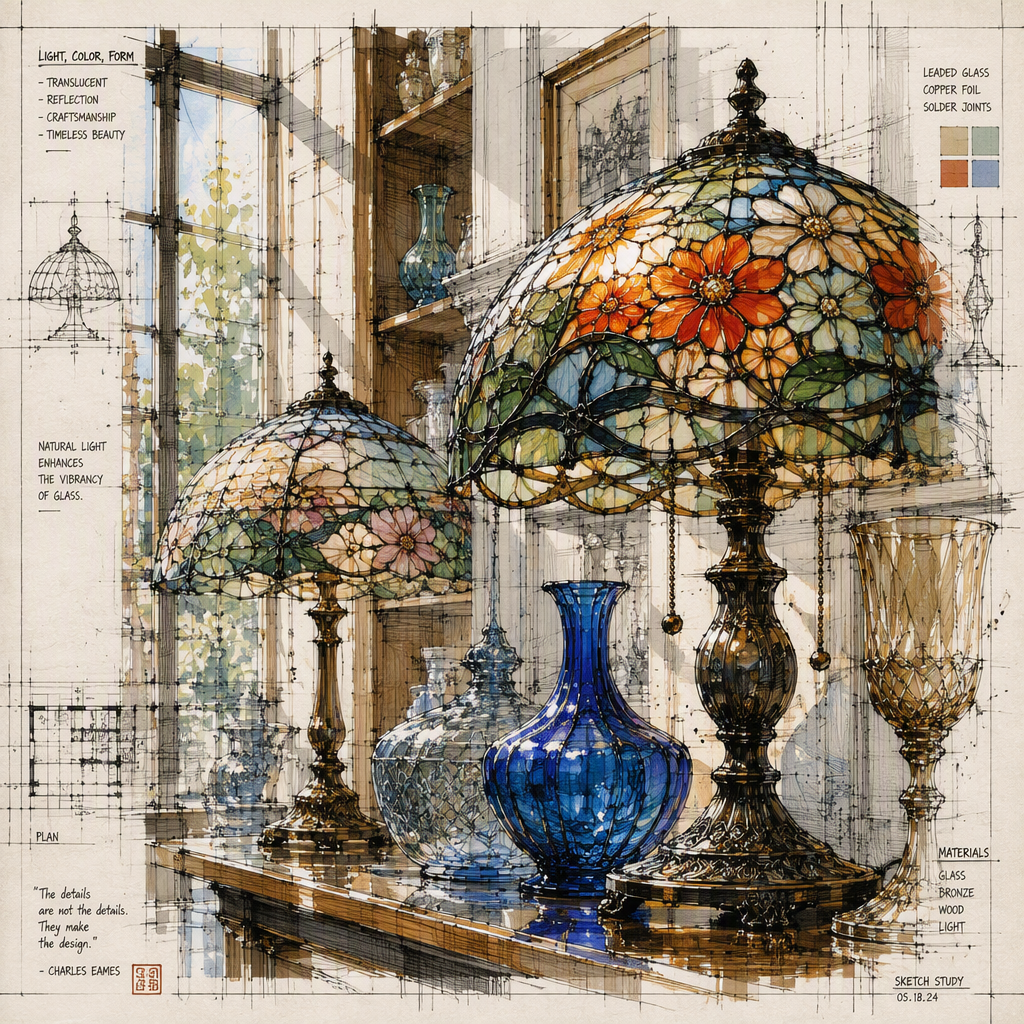Tiffany-tyylinen lasitaide museossa