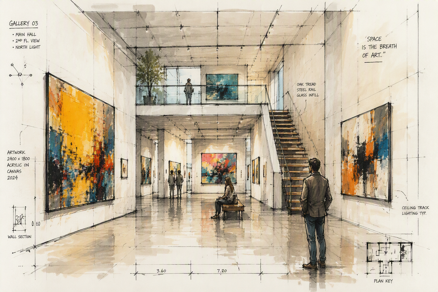 Nykyaikainen taidegalleria valkoisine seinineen Nykyaikainen taidegalleria valkoisine seinineen