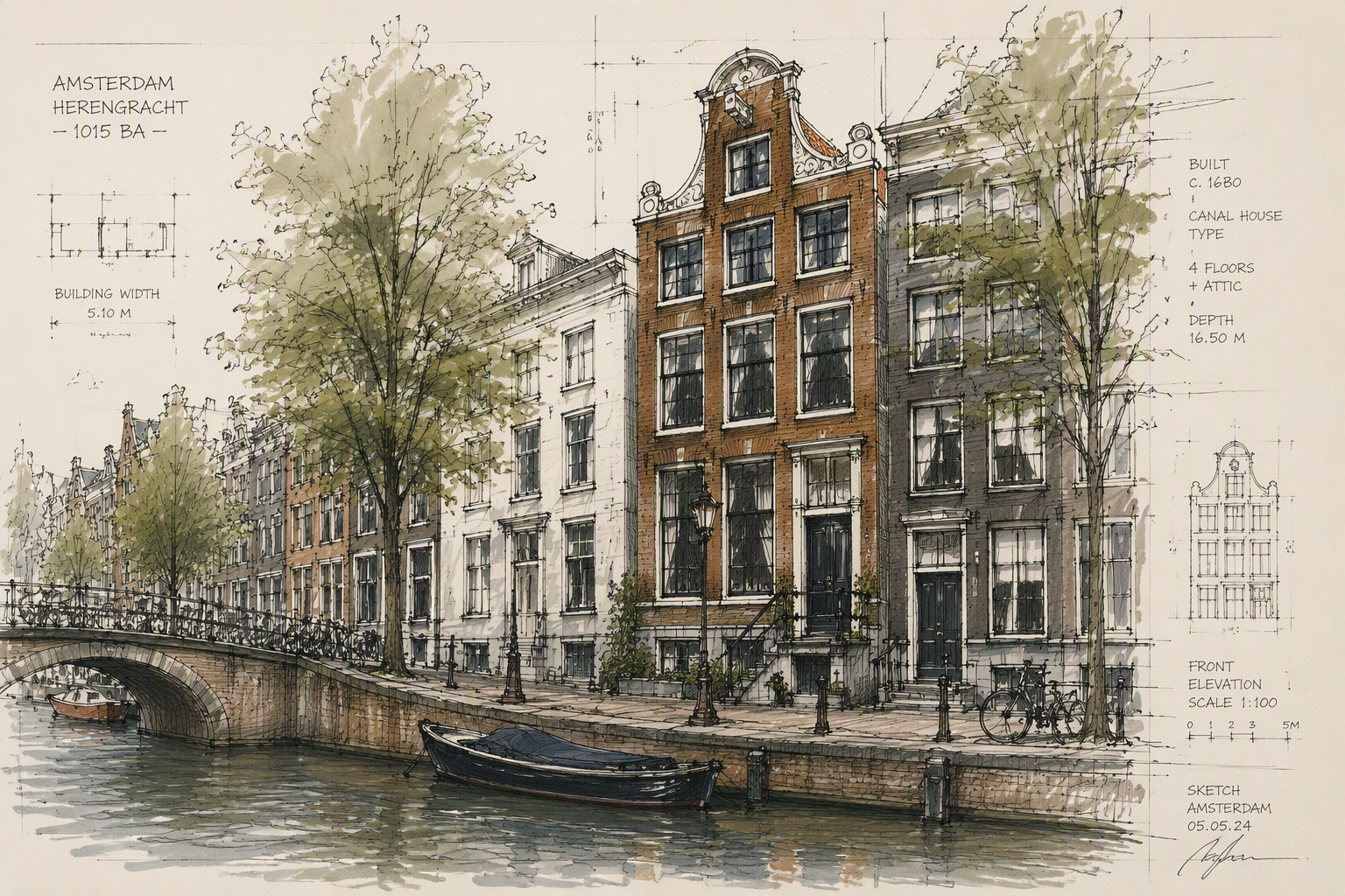 Anne Frankin talo Prinsengracht-kanavan varrella Amsterdamissa