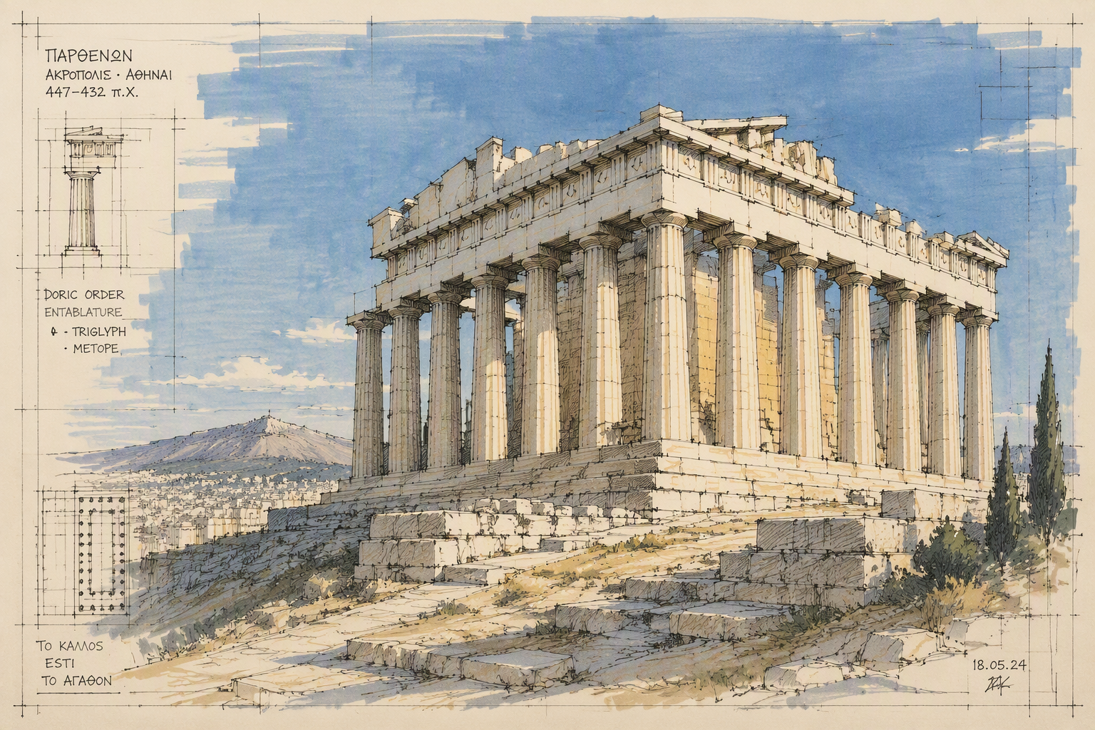 Akropolis ja Parthenon-temppeli Ateenassa