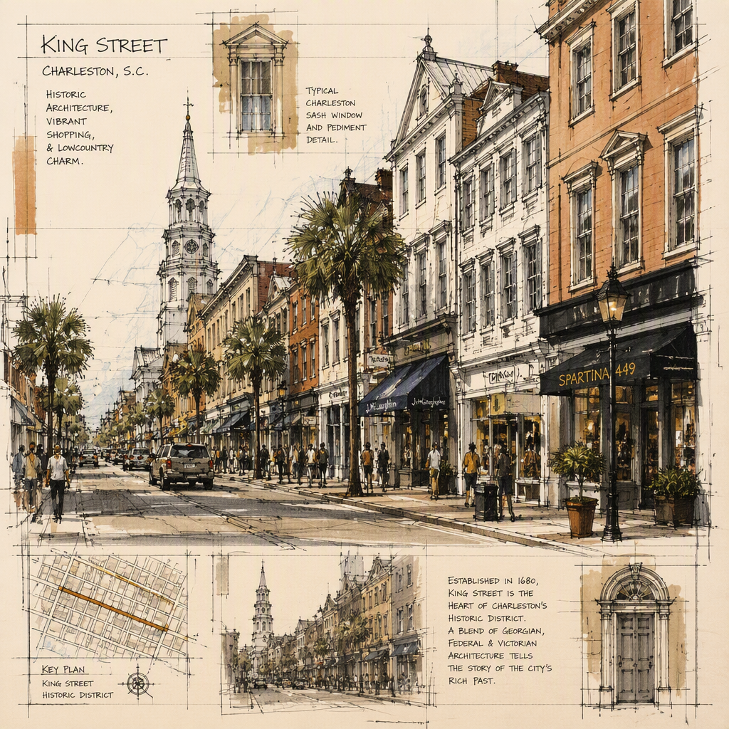 Vilkas King Streetin ostoskatu Charlestonissa