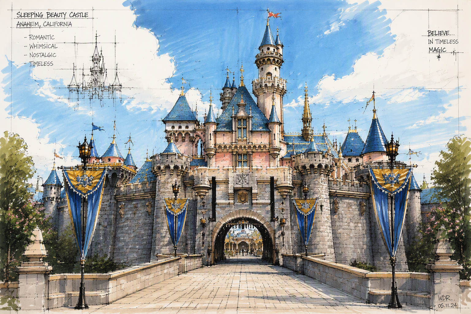 Disneylandin satulinna aurinkoisena päivänä