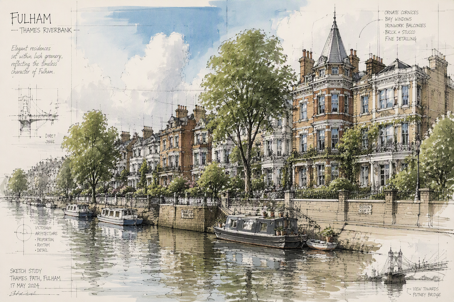 Thames-joen rantaa Fulhamissa