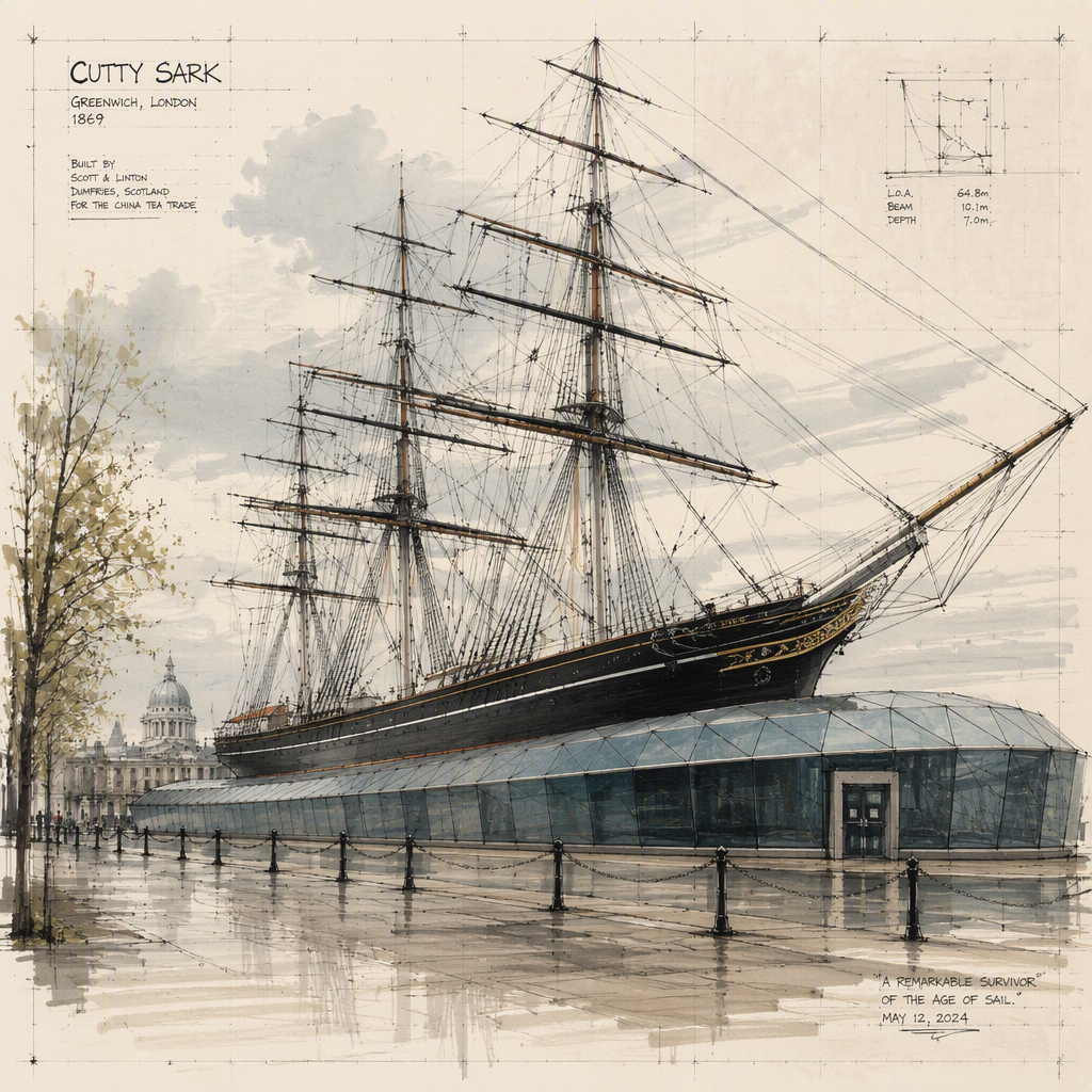 Cutty Sark -purjelaiva museona telakalla