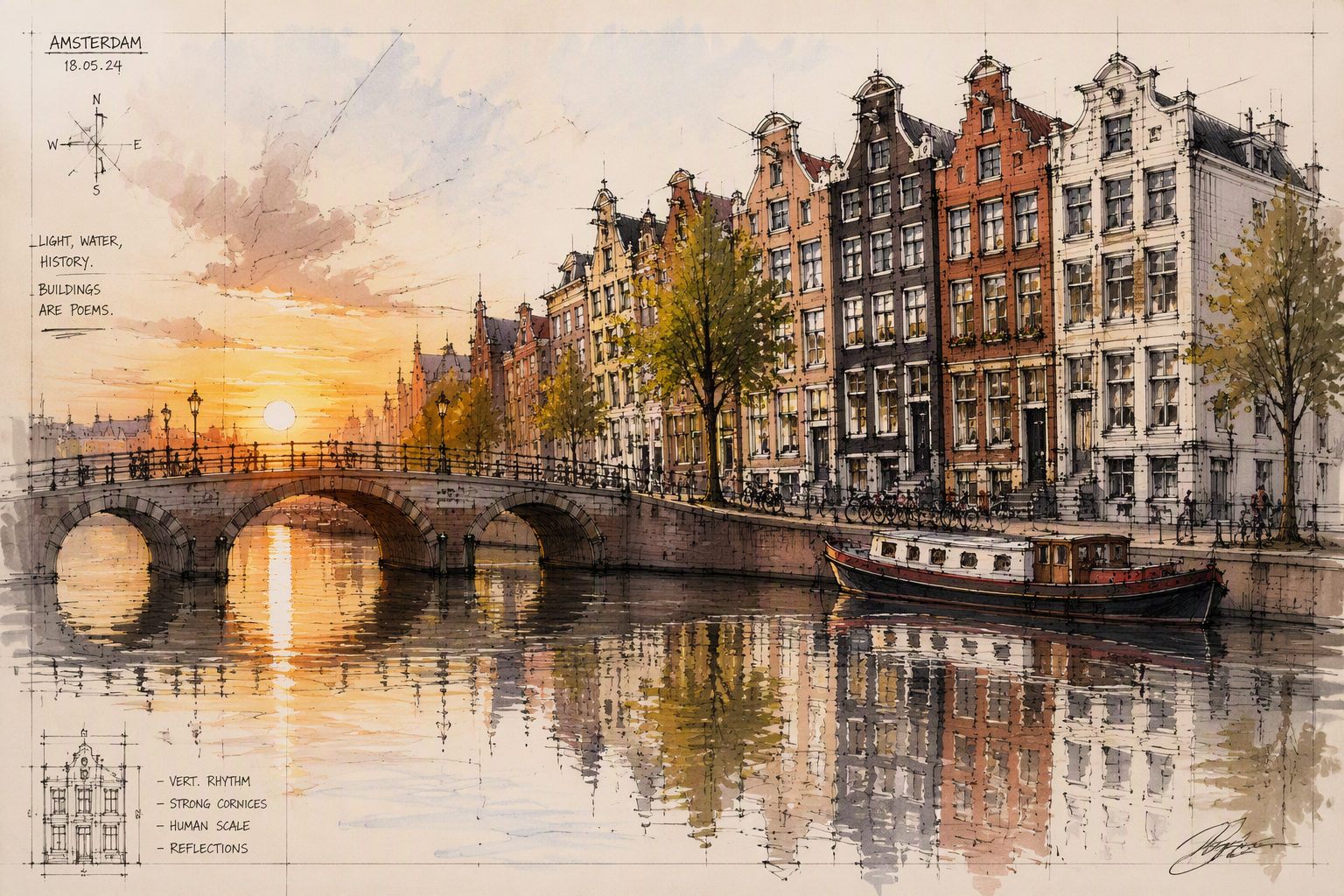 Historiallisia kanavataloja Amsterdamin kanavan varrella Historiallisia kanavataloja Amsterdamin kanavan varrella