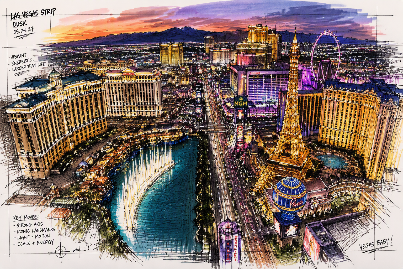 Las Vegasin kasinoalue illalla Las Vegasin kasinoalue illalla