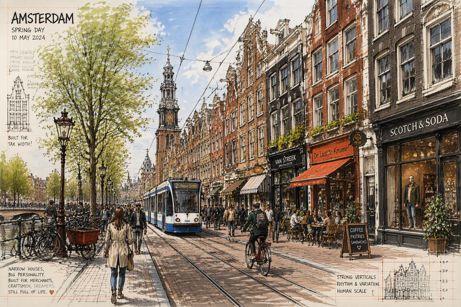 Vilkas ostoskatu Amsterdamin historiallisessa keskustassa Vilkas ostoskatu Amsterdamin historiallisessa keskustassa