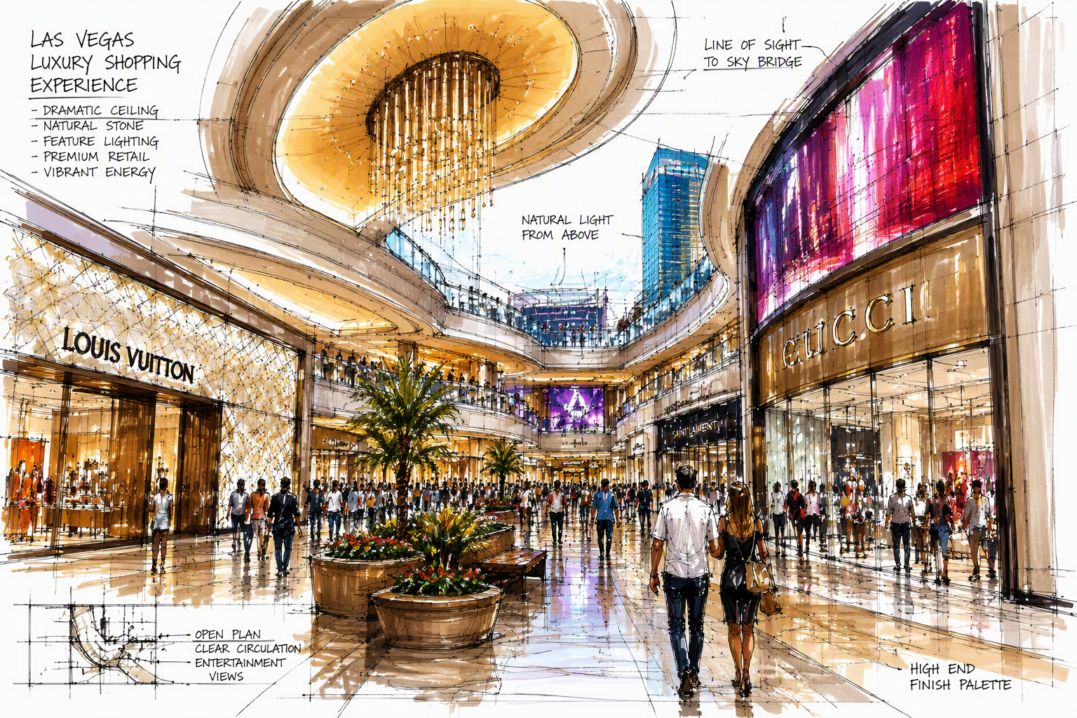 Las Vegasin ylellinen ja moderni ostoskeskus