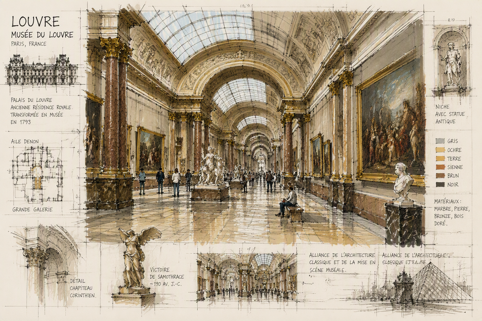 Louvre-museon historiallinen sisätila