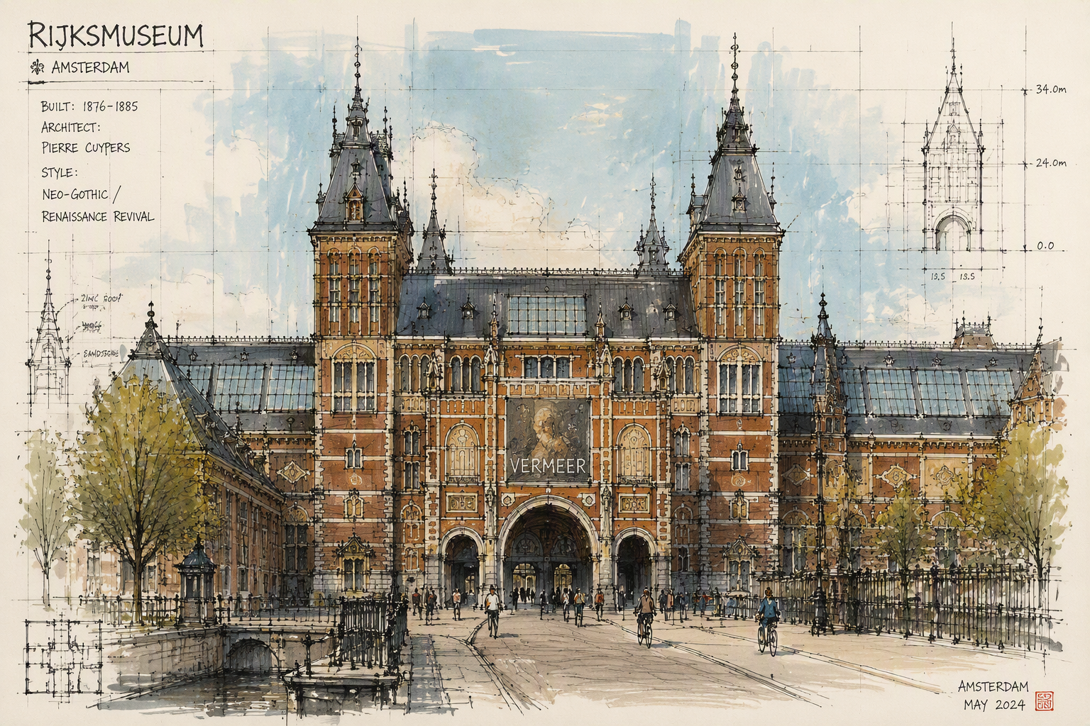 Rijksmuseumin upea päärakennus Amsterdamissa Rijksmuseumin upea päärakennus Amsterdamissa