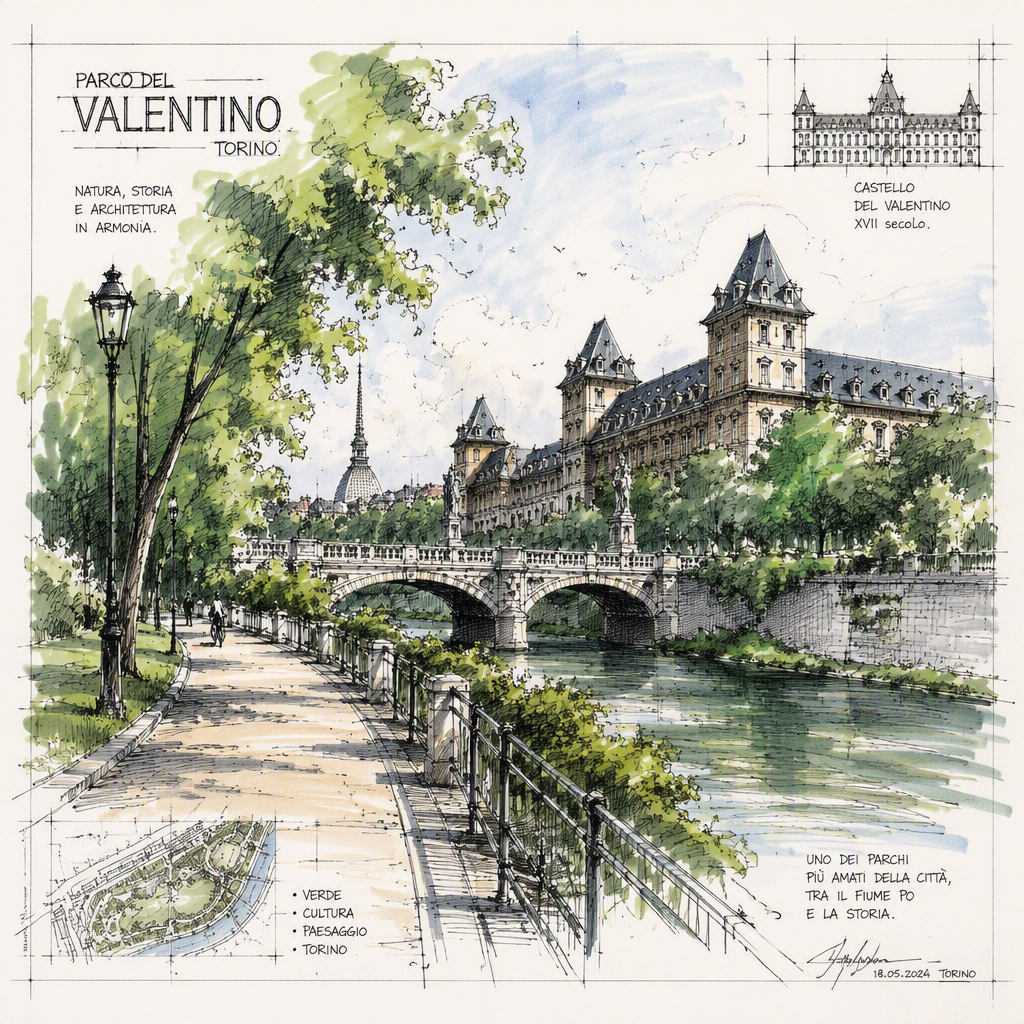 Parco del Valentino puisto Torinossa