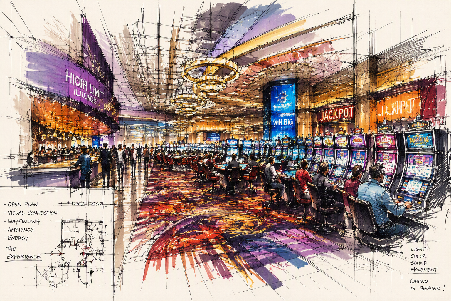 Las Vegasin kasinon vilkas ja valoisa pelisali