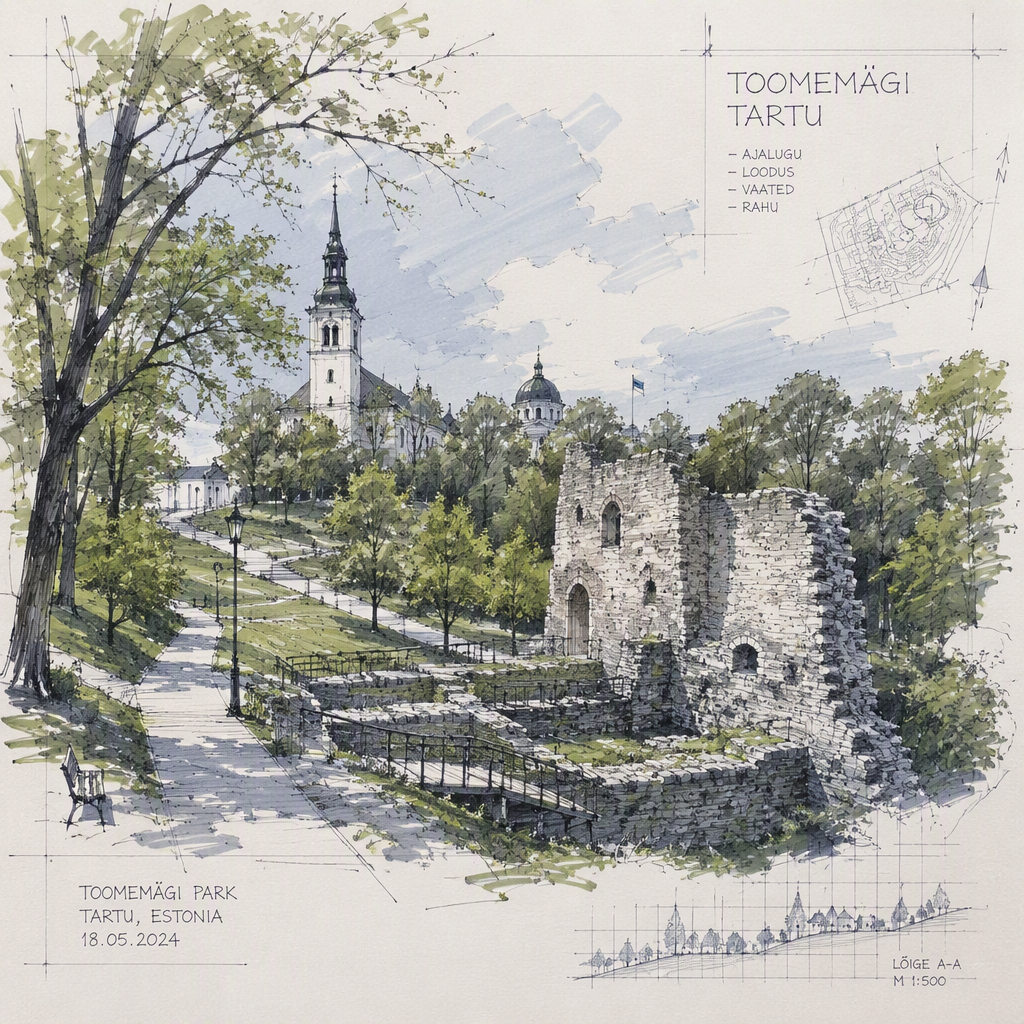Tarton Toomemäen puistoalue historiallisessa kaupungissa Tarton Toomemäen puistoalue historiallisessa kaupungissa