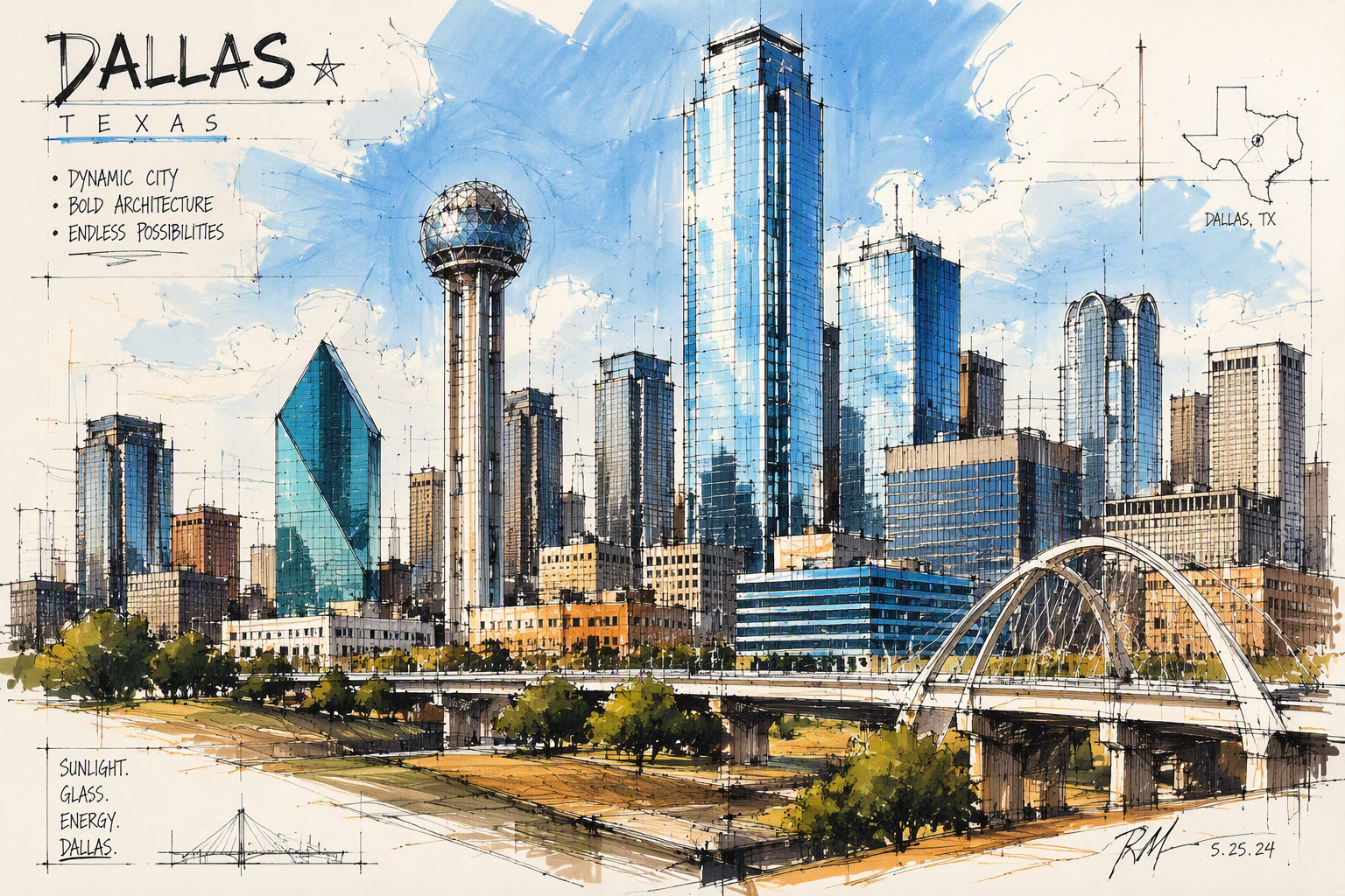 Dallasin moderni keskusta ja pilvenpiirtäjiä Dallasin moderni keskusta ja pilvenpiirtäjiä